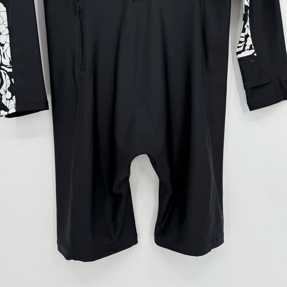 Coolibar Alana Knee Length Swimsuit Long UPF 50+ Black Floral Colorblock Size L - Picture 10 of 11